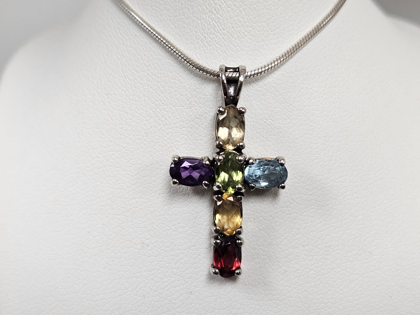 SS CROSS WITH GEMSTONES