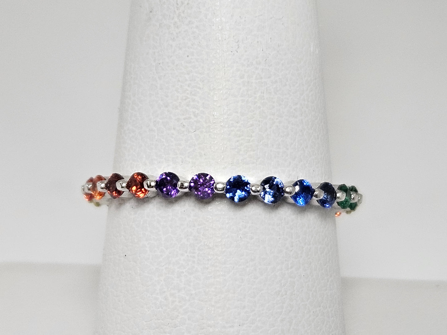 Sterling Silver Rainbow Eternity Ring Size 6