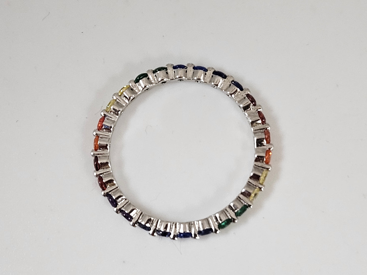 Sterling Silver Rainbow Eternity Ring Size 6