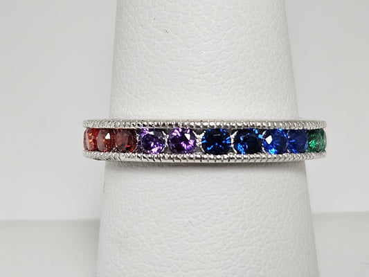 SS RAINBOW ETERNITY RING CHANNEL SIZE 7