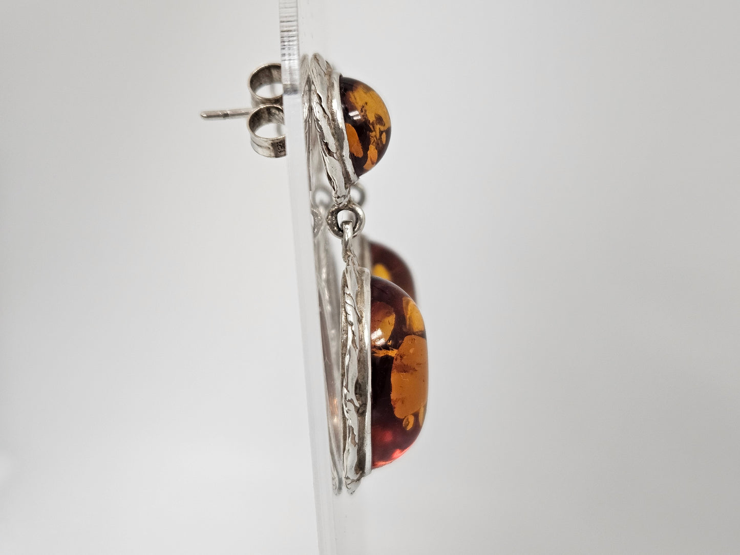 SS AMBER DANGLE EAR POST BACK