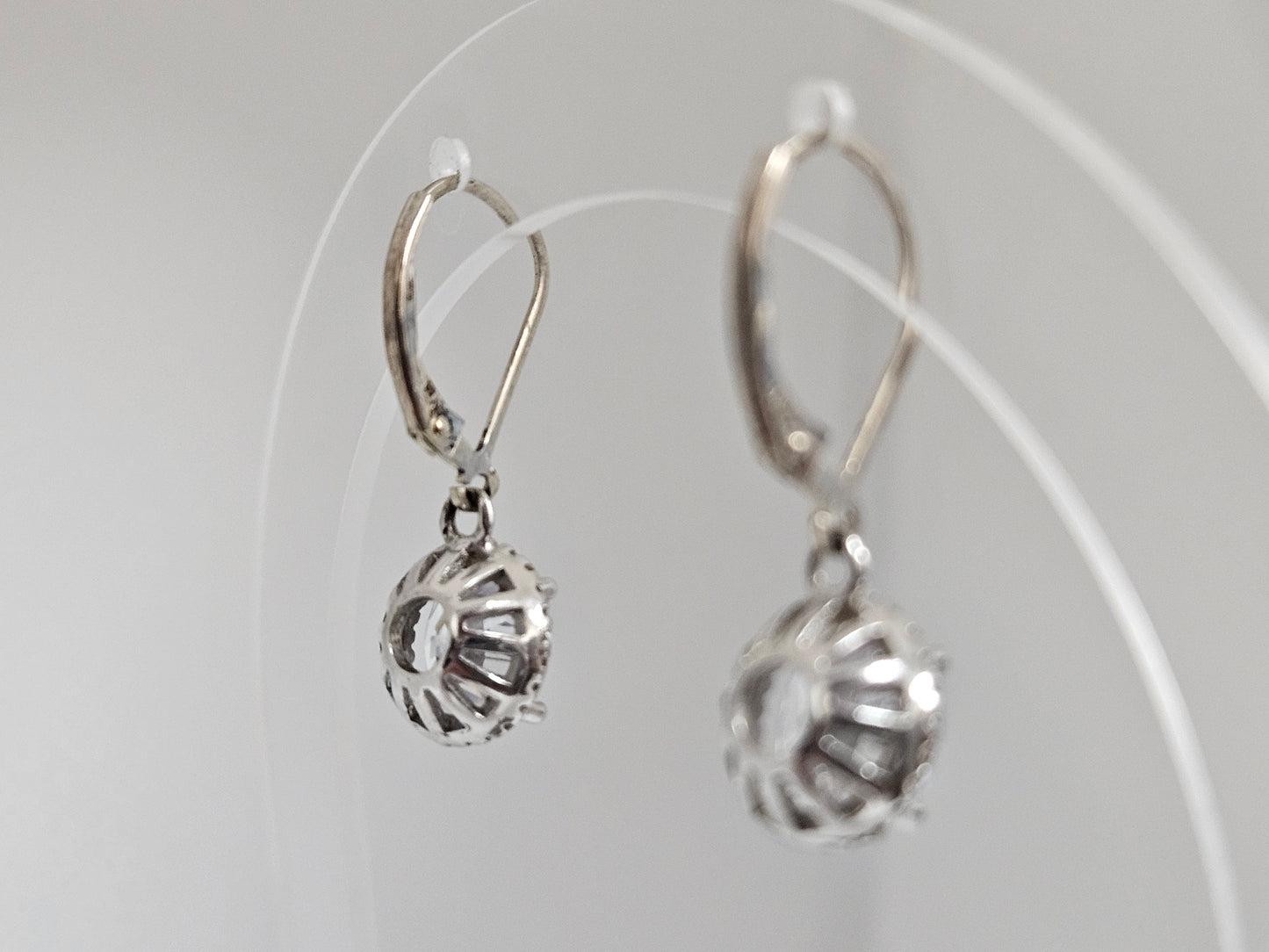 SS Leverback CZ Rho Plated HALO EARRING
