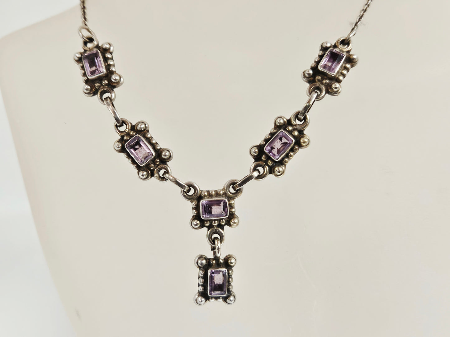 SS AMETHYST NECKLACE W/CHAIN