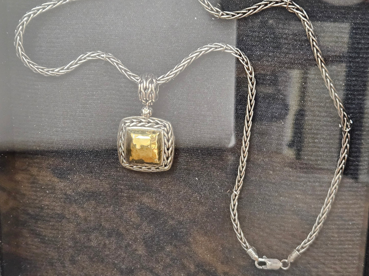 JOHN HARDY SS 18KT YG SQUARE PENDANT