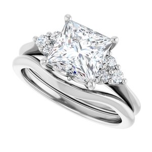 Platinum 7 mm Square Engagement Ring Mounting