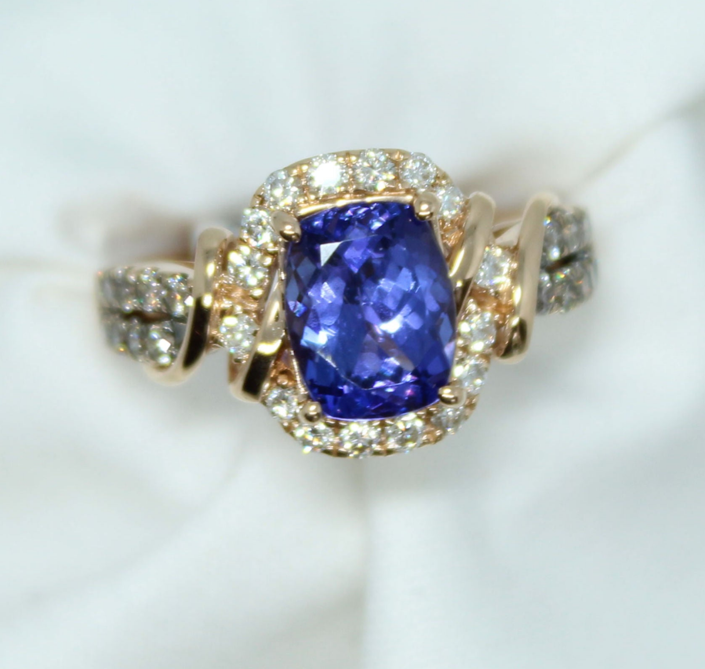 Levian 3ct Tanzanite and .80cttw DIA 14KRG Ring
