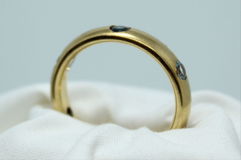 Gypsy Set Sapp/Aqua Eternity Band 18KYG 6g Sz7