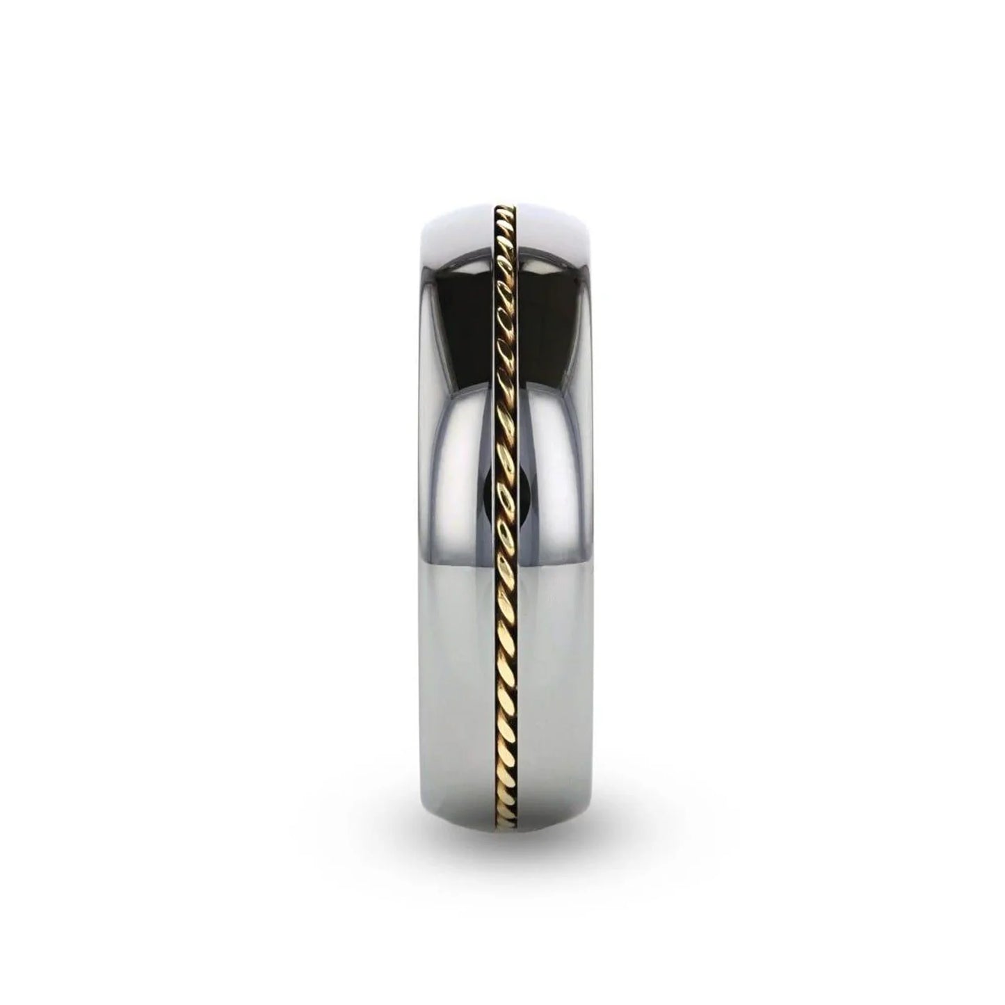 6MM 14k Gold Inlay Domed Tungsten Ring - GOLDWYN