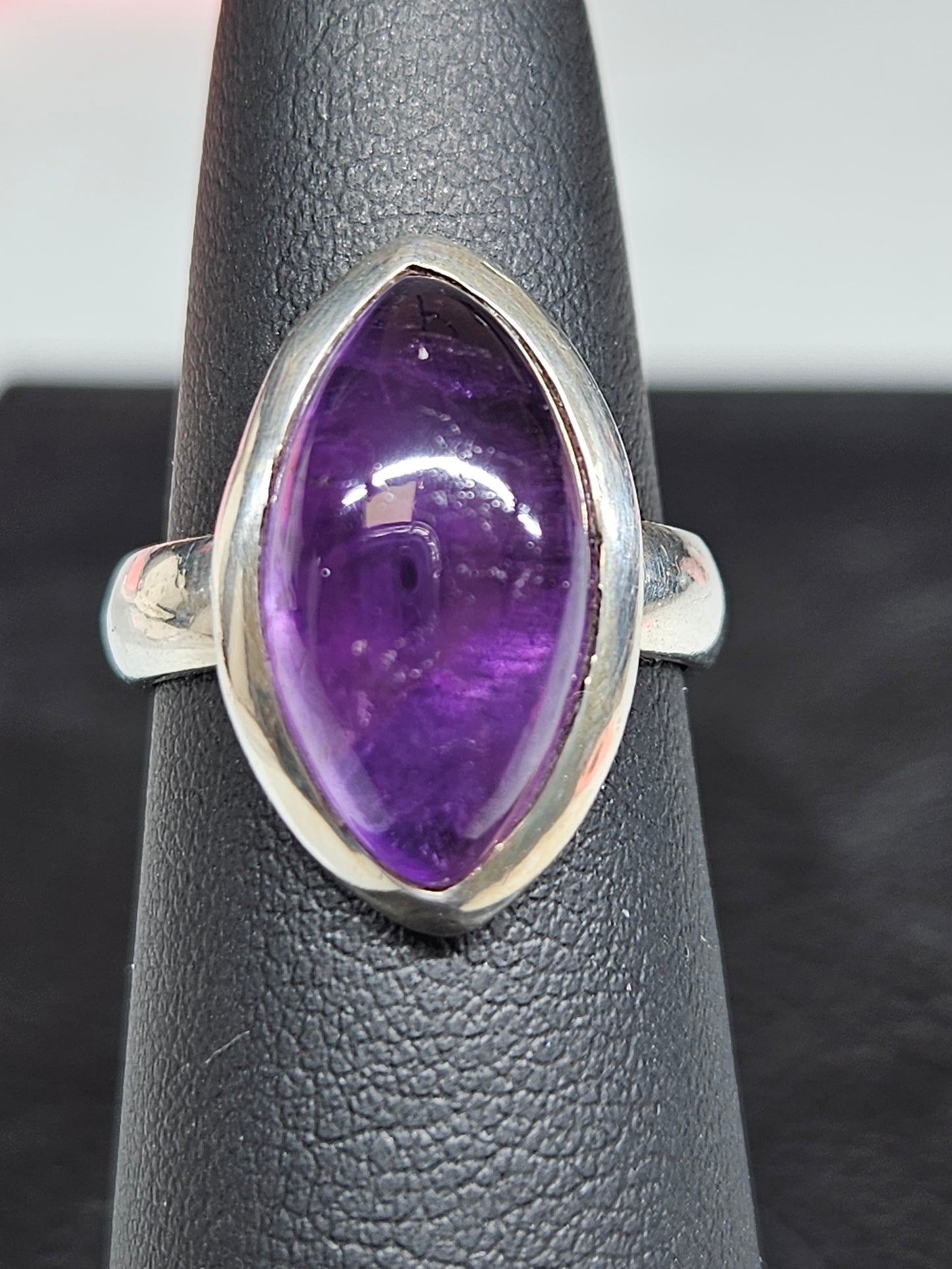 SS MQ Amethyst Cab Ring Sz6.25