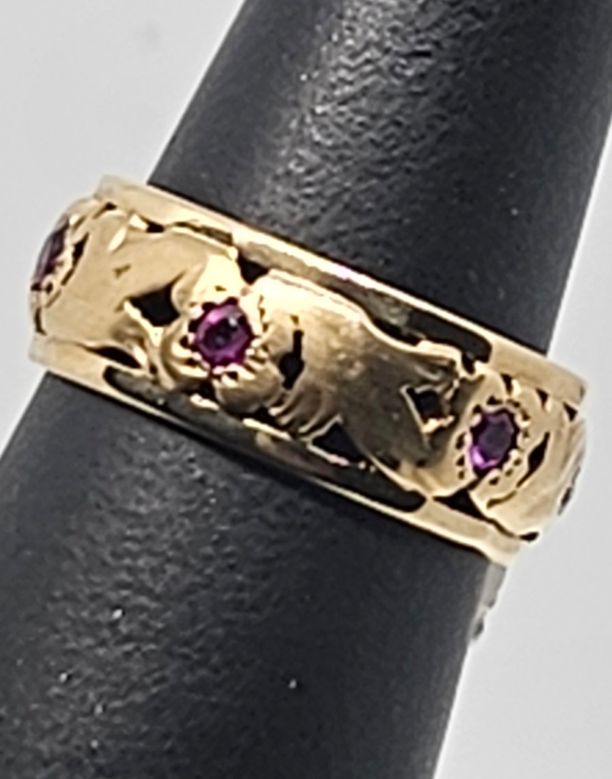 Vintage Ruby Band 14KYG 7mm 3.8g Sz6.5