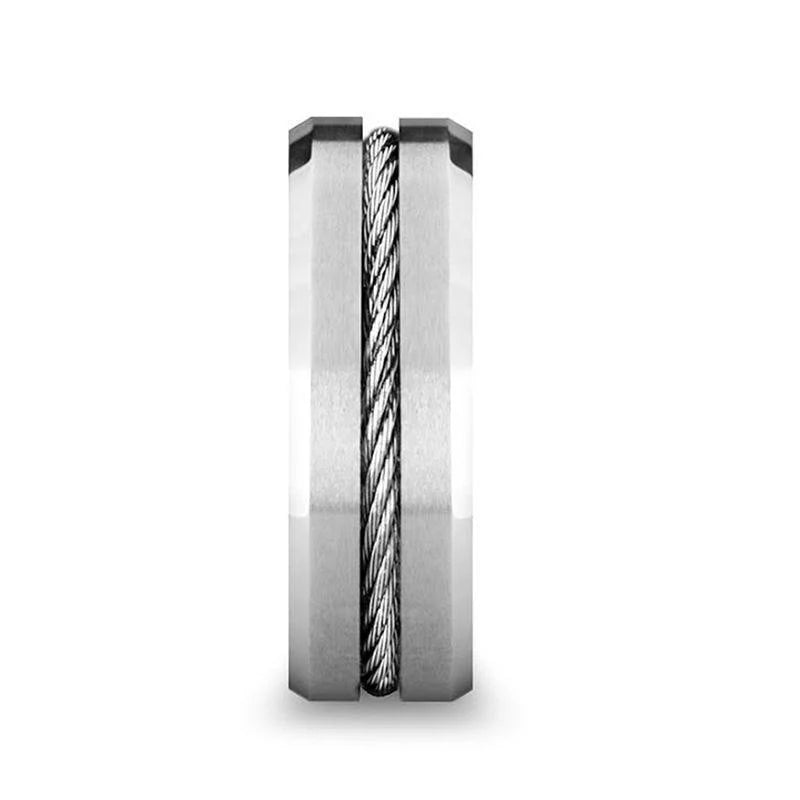 8mm SS Men's Tung Flat Wedding Band - LANNISTER