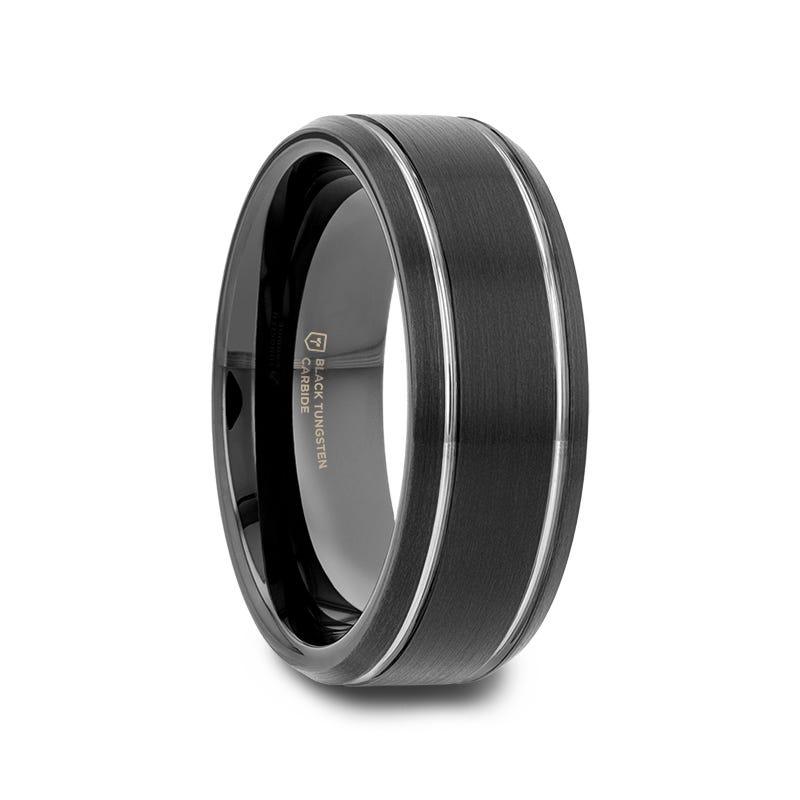 6mm Black Beveled Tungsten Band
