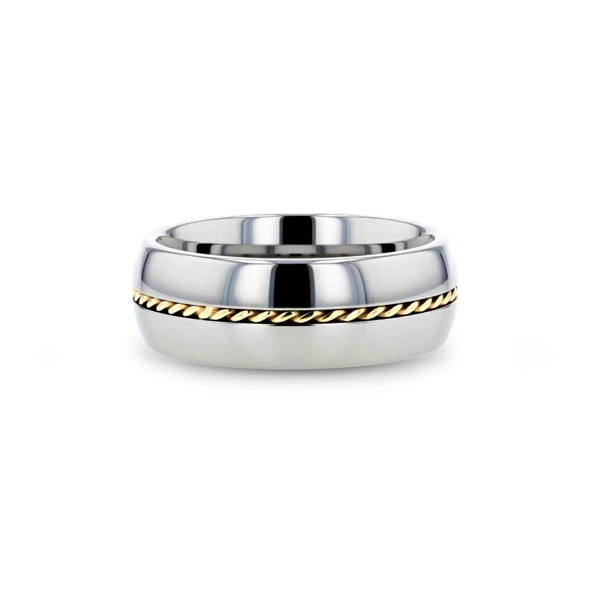 6MM 14k Gold Inlay Domed Tungsten Ring - GOLDWYN