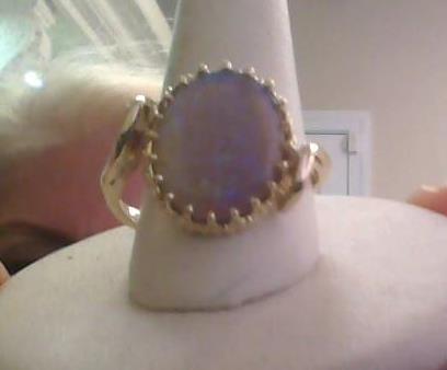 OPAL CROWN BZL RNG 14KT YG OVAL BYPS 14X11
