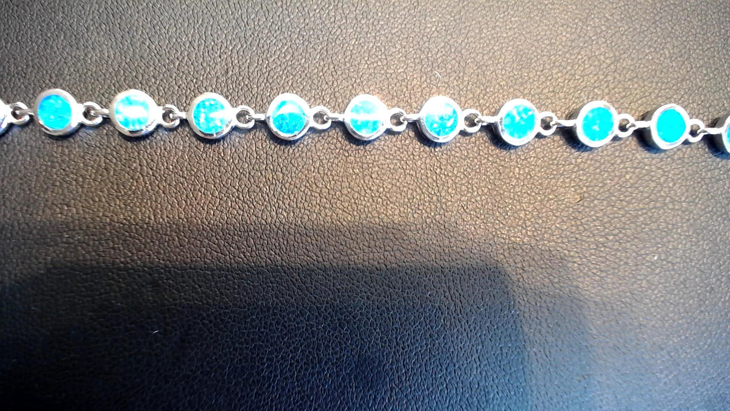 SS OPAL LINK BRACELET LOBSTER CLASP