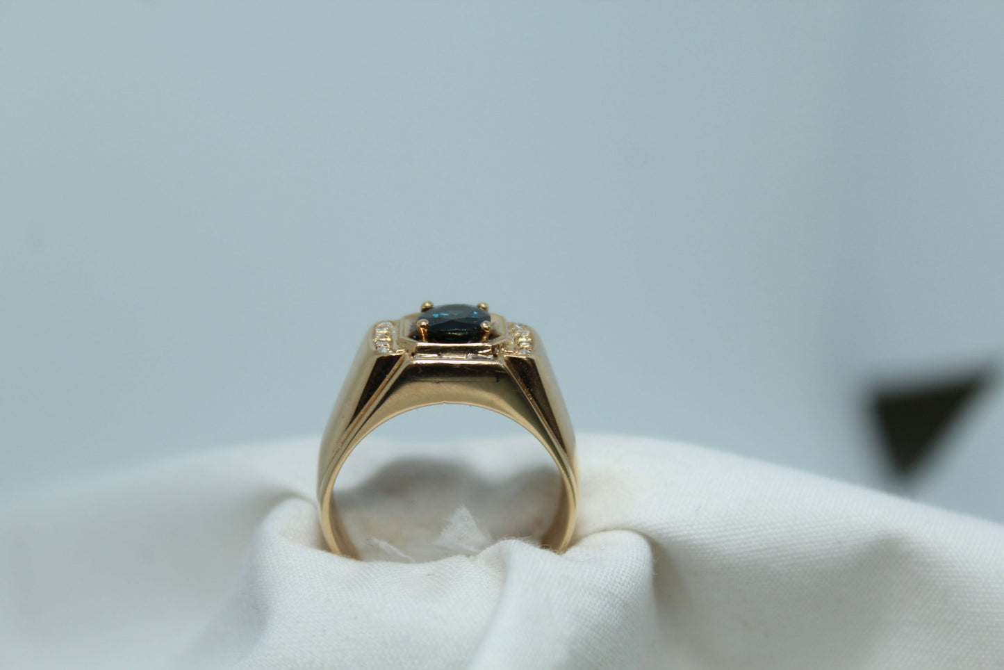 1.35CT Sapphire .33CT Diamond TW YG Men's Ring
