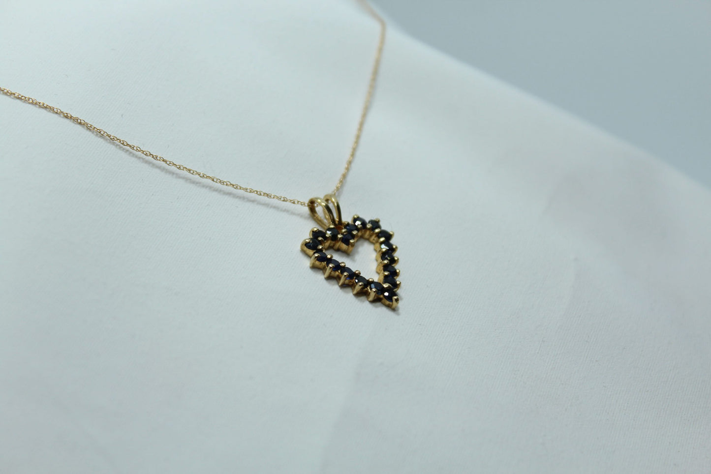 1CT Sapphire TW Heart 14KT YG Pendant Only