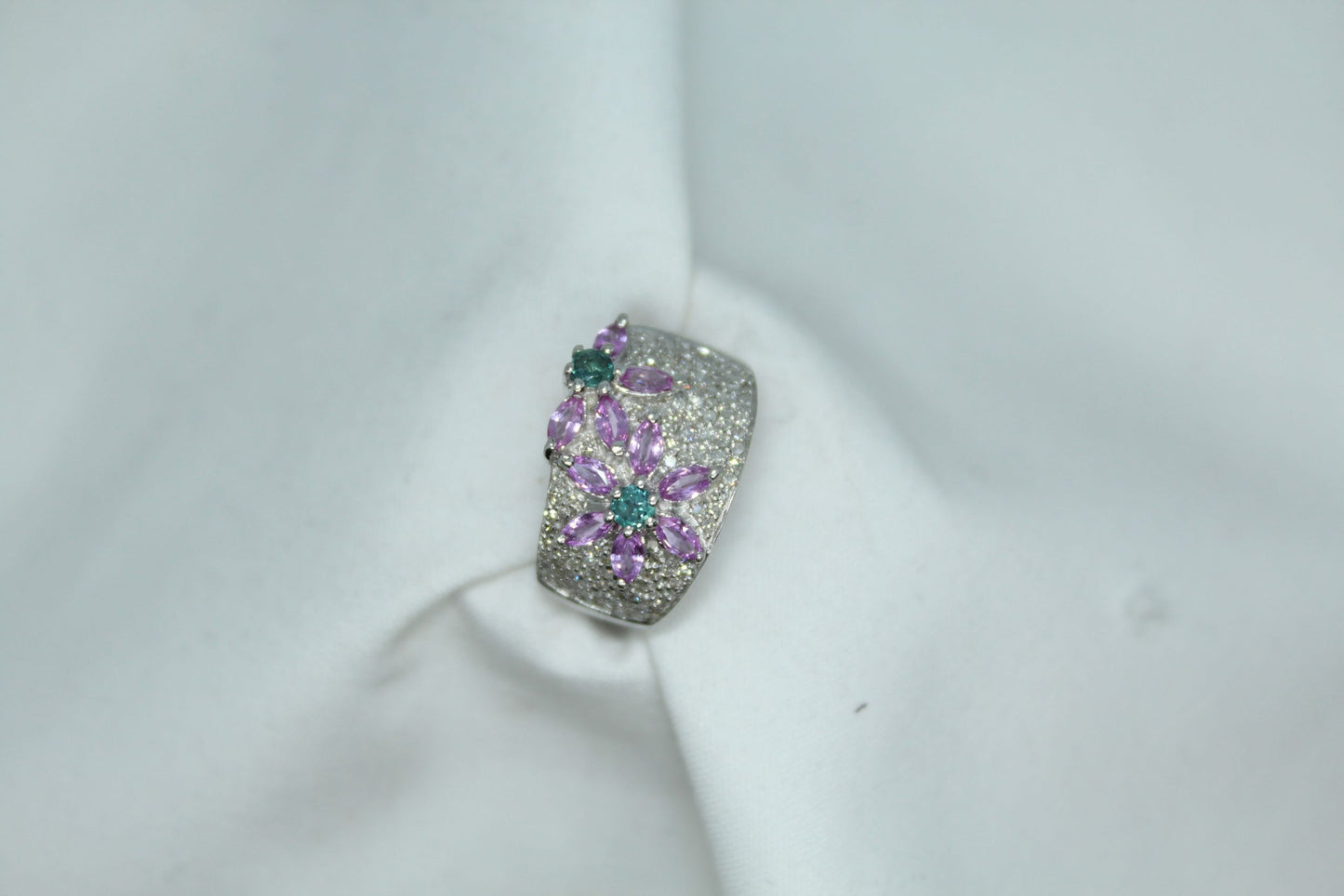1.20CT Pink Tourmaline TW .20CT Alexandrite TW 1CT Diamond TW 14K WG Ladies Ring