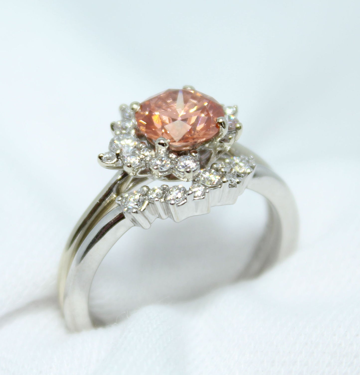 1.32CT Pink Diamond 14k WG Wedding Set