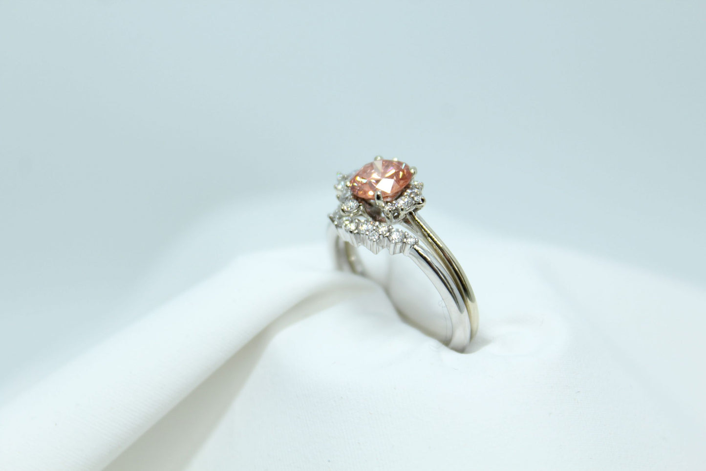 1.32CT Pink Diamond 14k WG Wedding Set