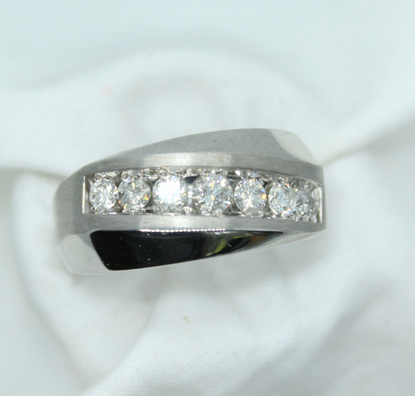 14KT WG 7 Stone Diamond Mens Ring
