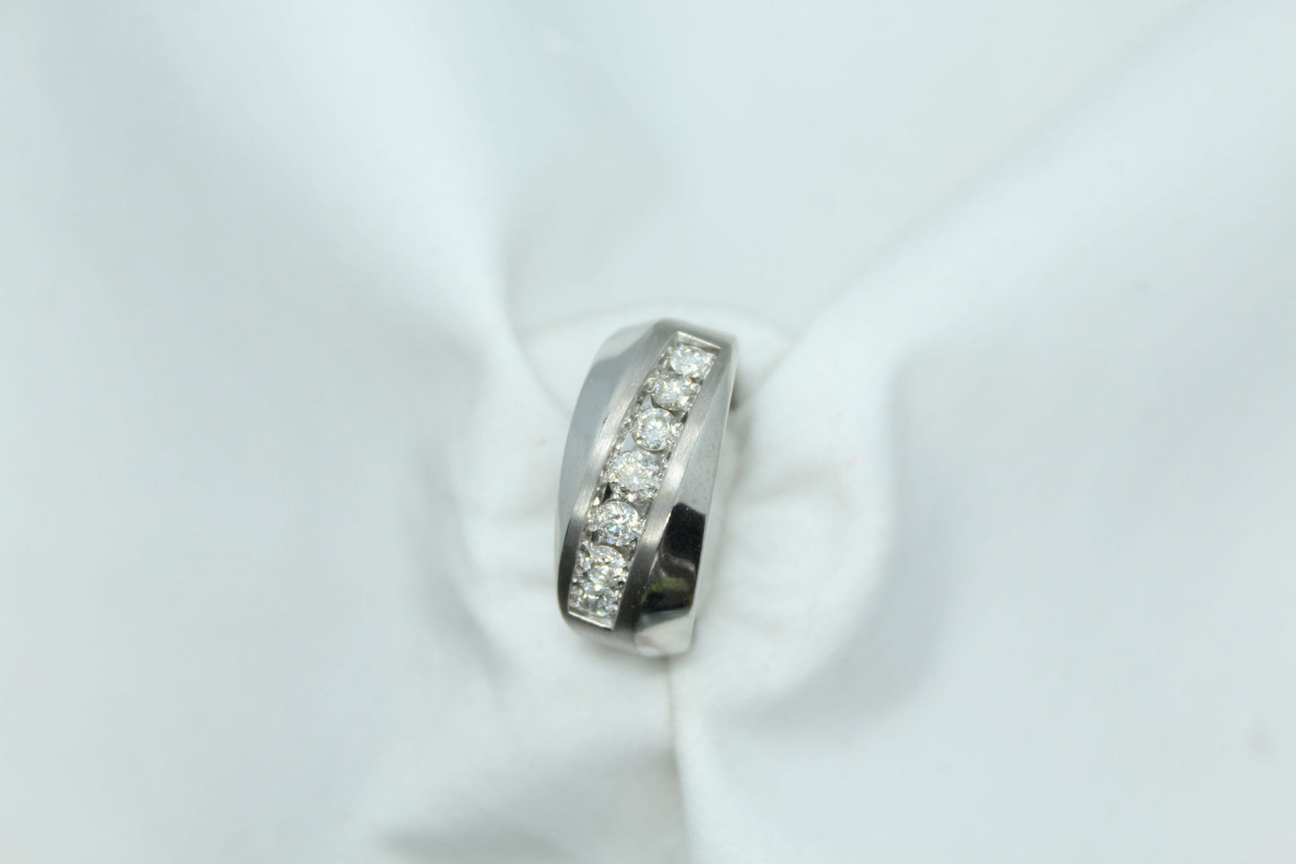 14KT WG 7 Stone Diamond Mens Ring