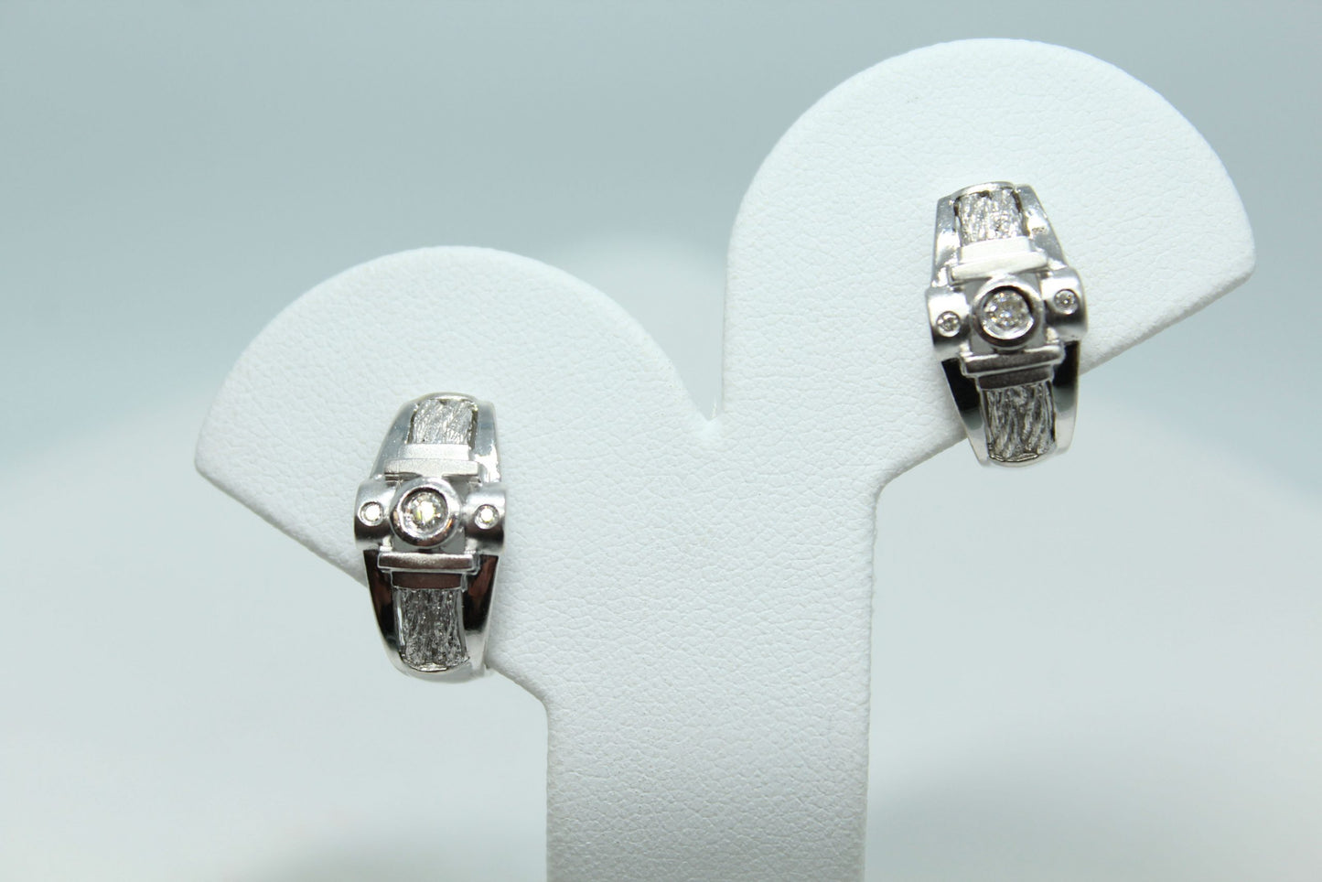 14KT WG 1/2Hoops Omega Back Earrings