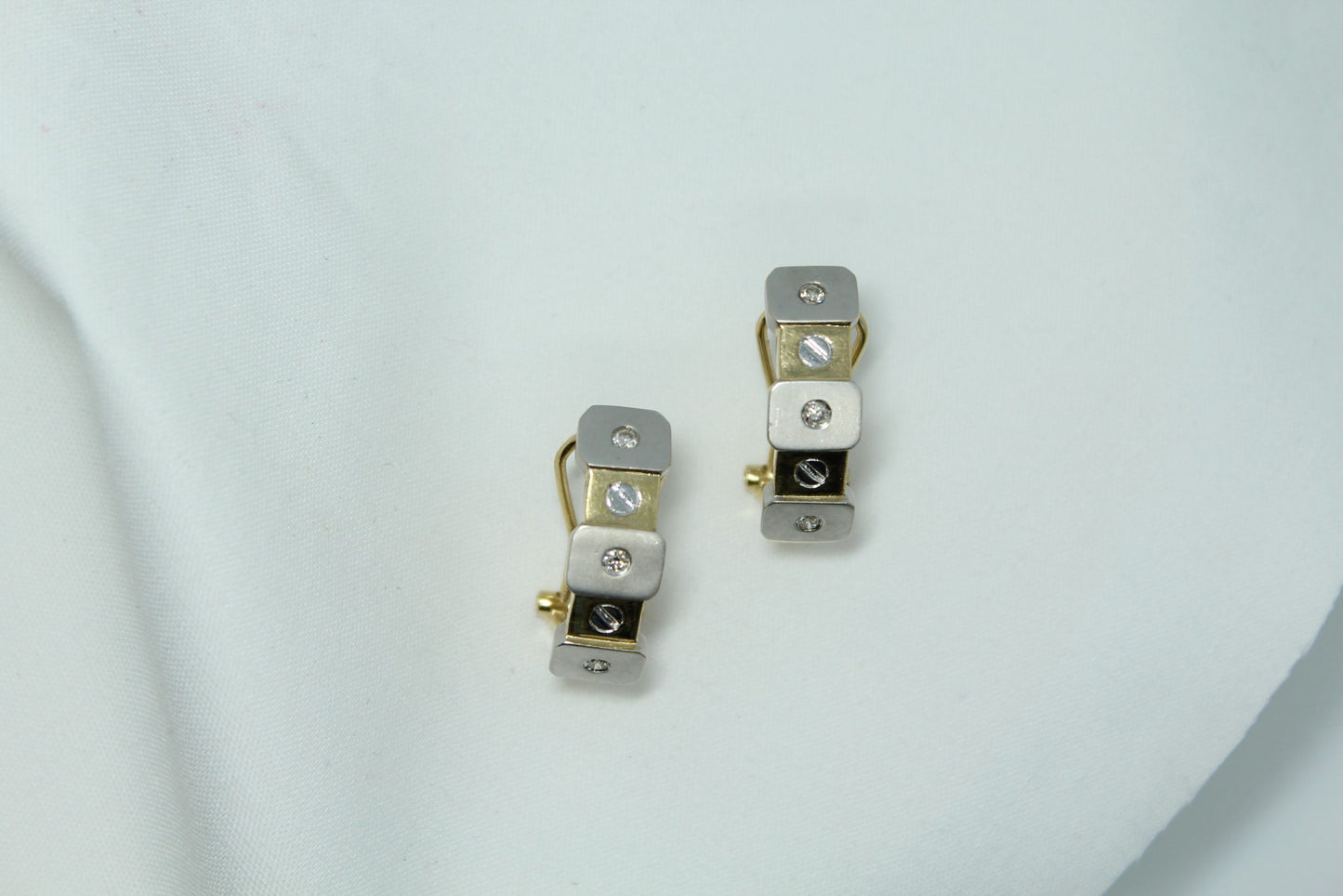 14 2Tone Cartier Style .18CT DIA Earrings