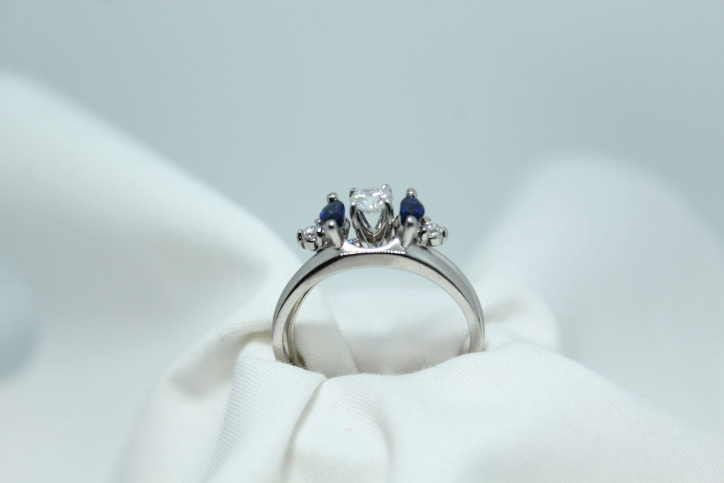 .50CT Marquise Sapphire and .20 cttw DIA Wedding Ring Wrap 14kwg Sz9.5 (Solitaire Separately)