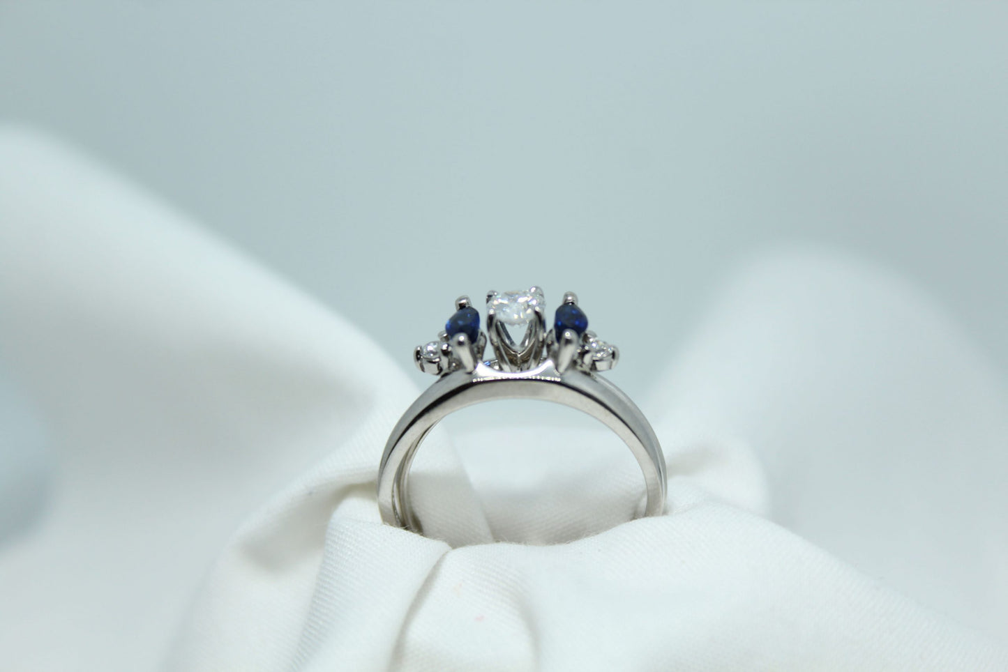 .50CT Marquise Sapphire and .20 cttw DIA Wedding Ring Wrap 14kwg Sz9.5 (Solitaire Separately)