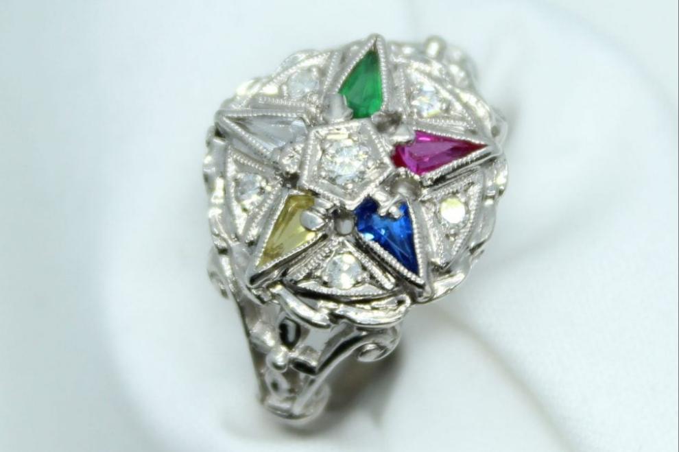 Eastern Star Ring, .15CT DIA TW 14KT WG