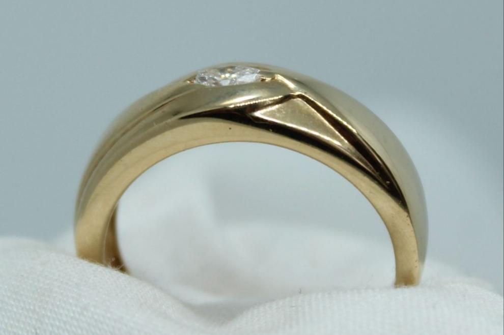 MQ DIA Mens Wed Band .25ct 14KYG Sz8