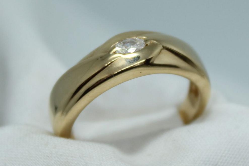 MQ DIA Mens Wed Band .25ct 14KYG Sz8