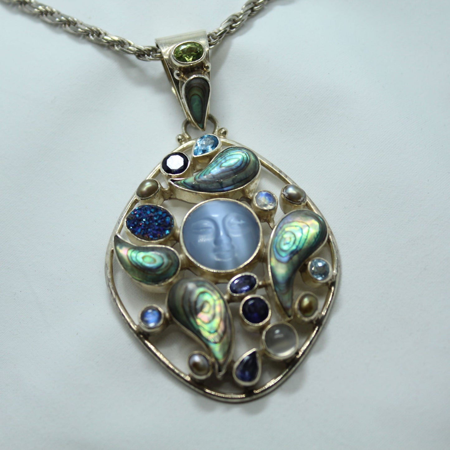 SS GEMSTONE FACE PENDANT