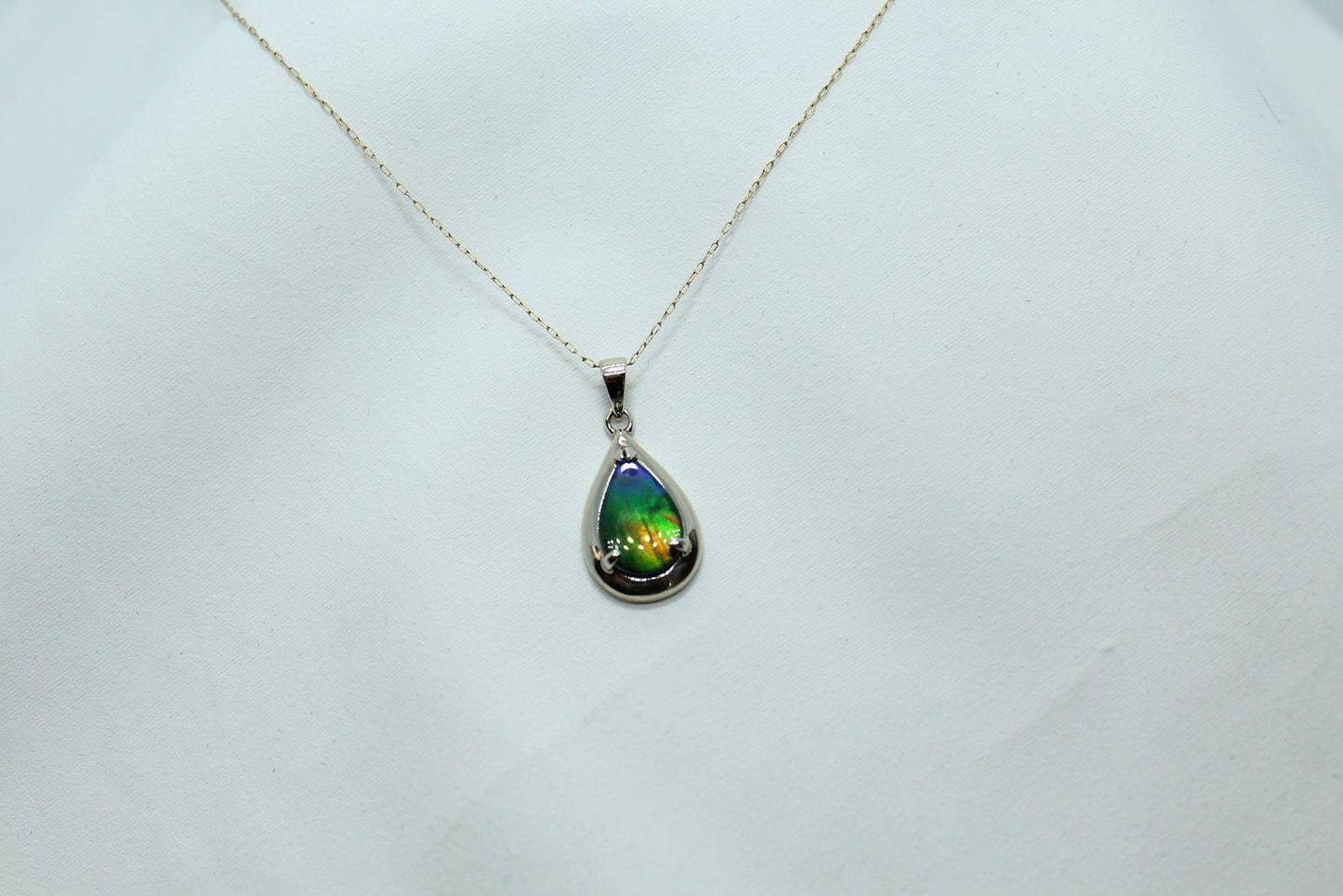 14KT WG OPAL DOUBLET PEAR