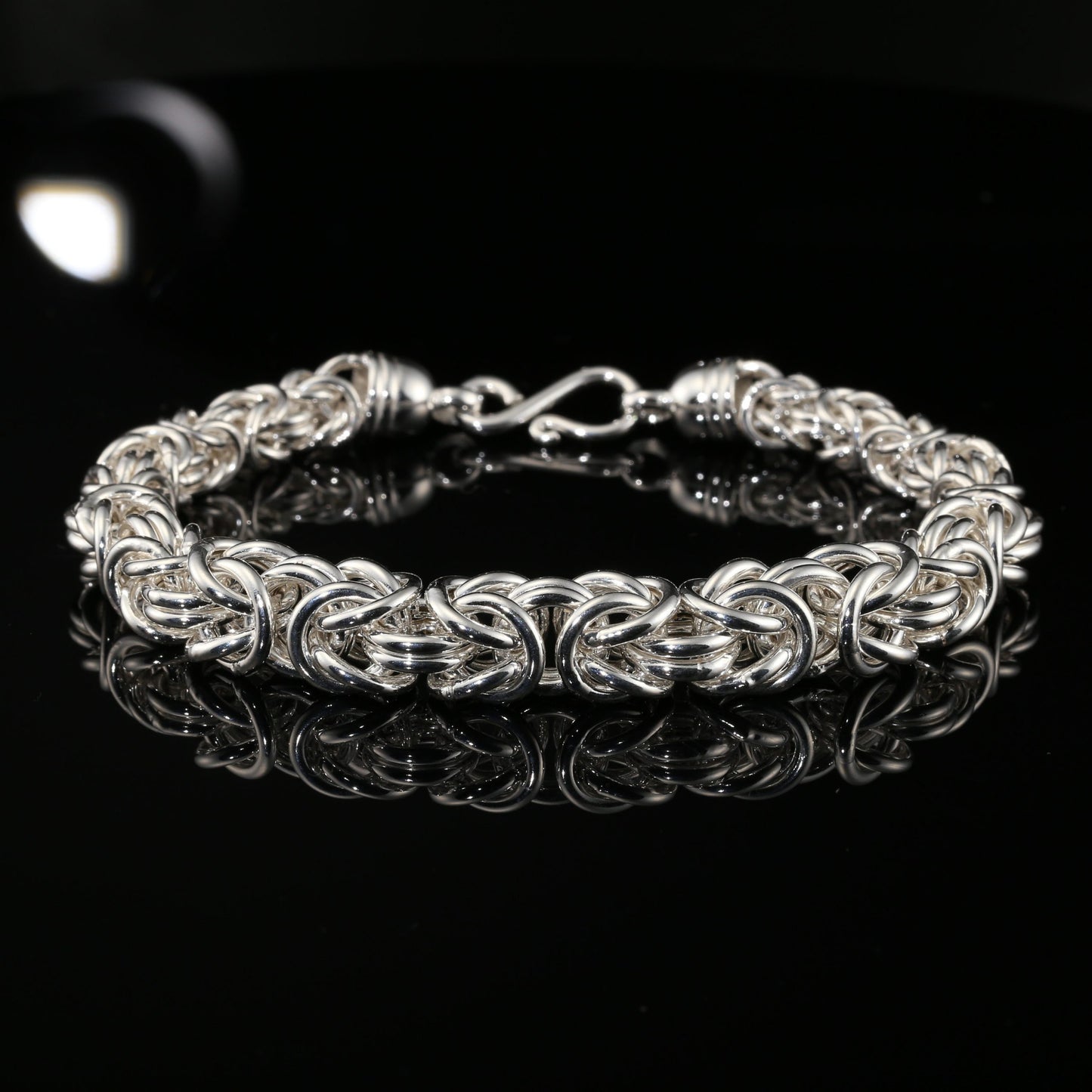 Sterling Silver Byzantine Thick Chain Bracelet with S-Hook Clasp, 9.5", Unisex
