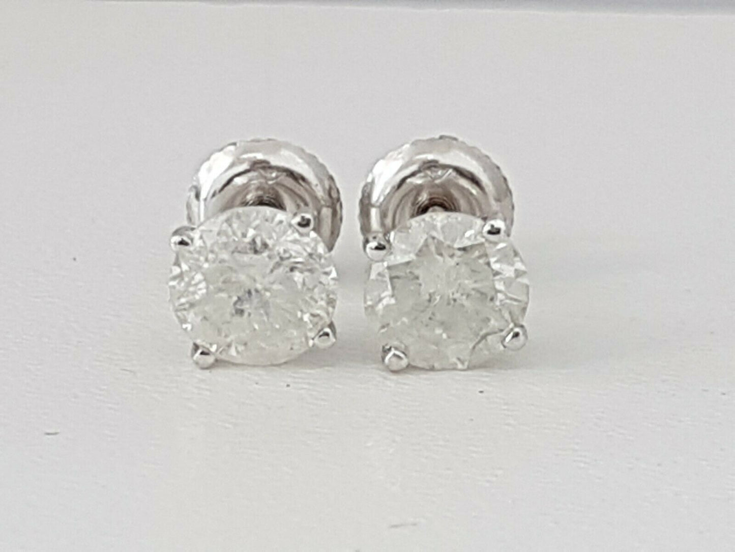 2.20 Carat Diamond Stud Martini Earrings Round Cut 14K White Gold F SI2-SI3