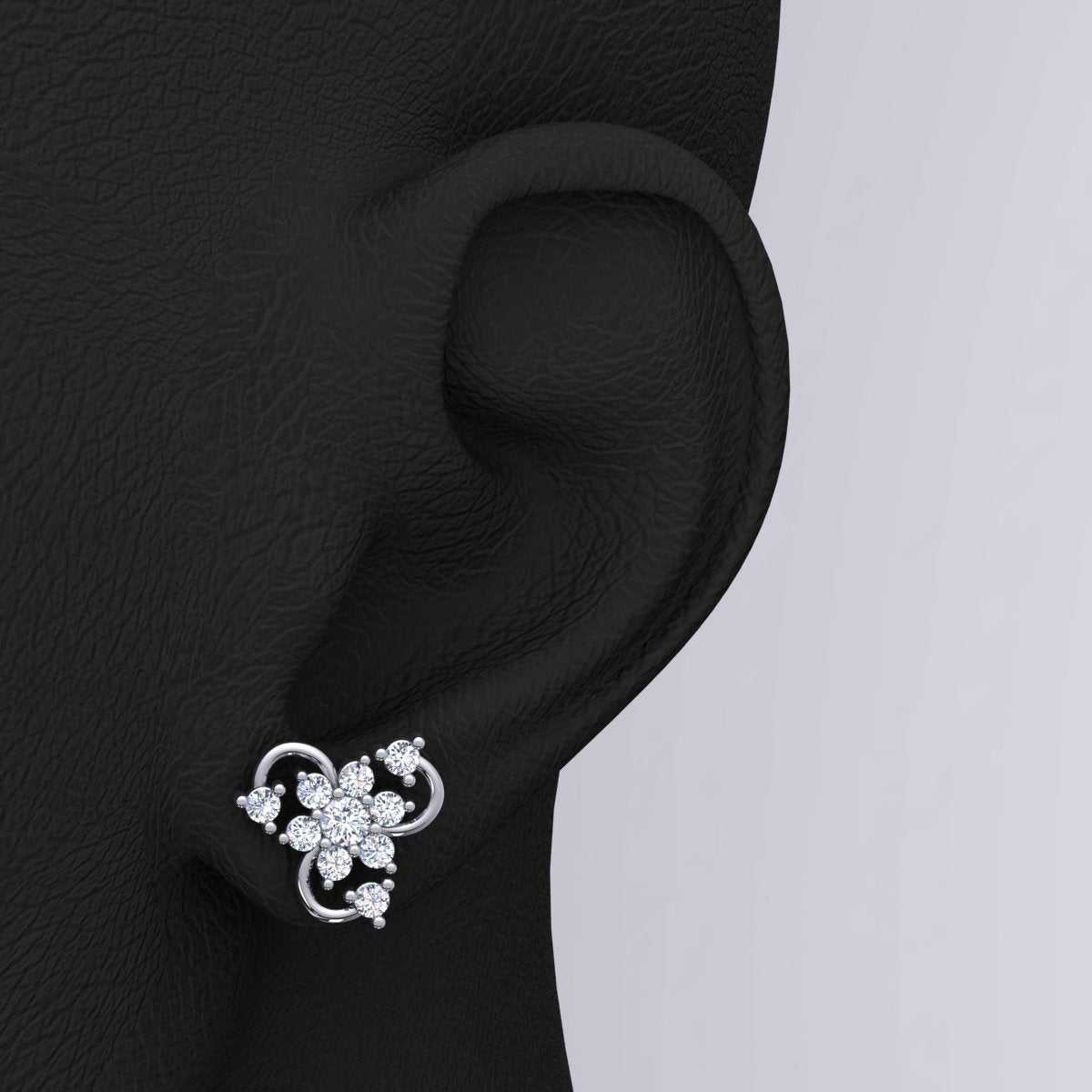 ER 0016: White Gold 14K 1.00 D VVS2 Natural