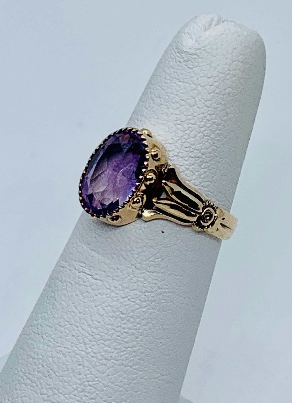 Vintage 2.50ct Amethyst Crown Ring 14kRG 3g Sz4.75