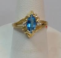 SWISS BL TOPAZ MARQUISE RING 14kyg .50 CNT