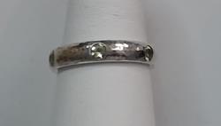 Sterling Silver Hammer Ring with 6 STN