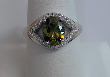 SS CZ OVAL GREEN STONE