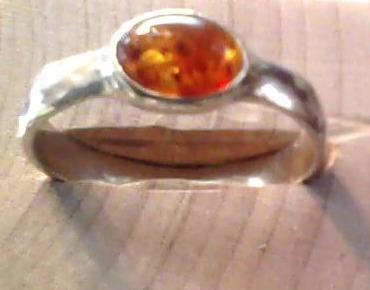 SS RING AMBER OVAL CAB