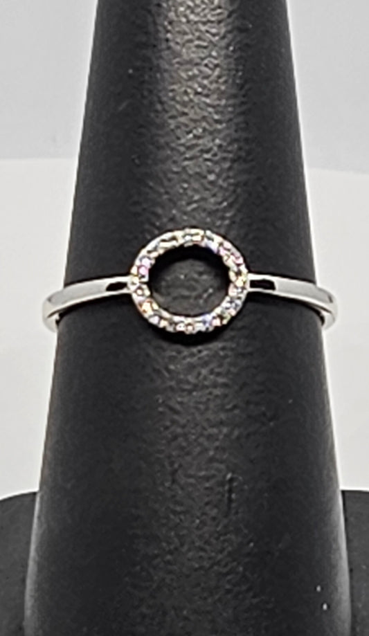 CIRCLE RING WITH DIAMONDS SET IN 10KTWG