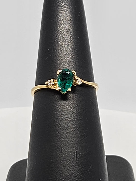 PS Emerald Ring 14k yg .O2ct dias