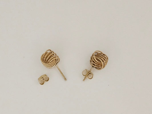 Wire Knot Post Earrings 14KYG