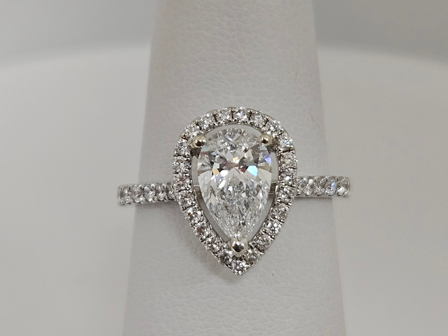 Pear Shape Halo Engagement Ring Set in 14KYWG