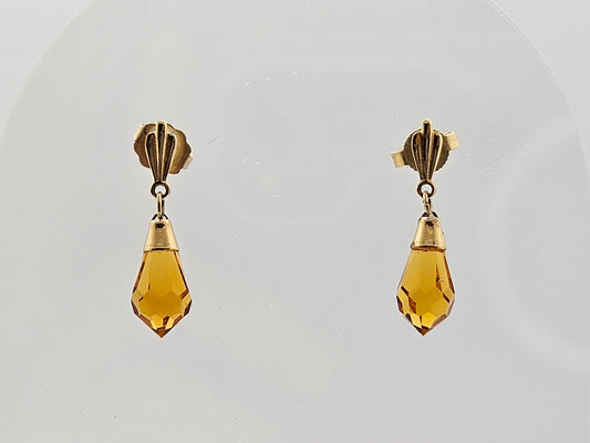 14 KTYG POST W BRIOLE AMBER CRYSTAL