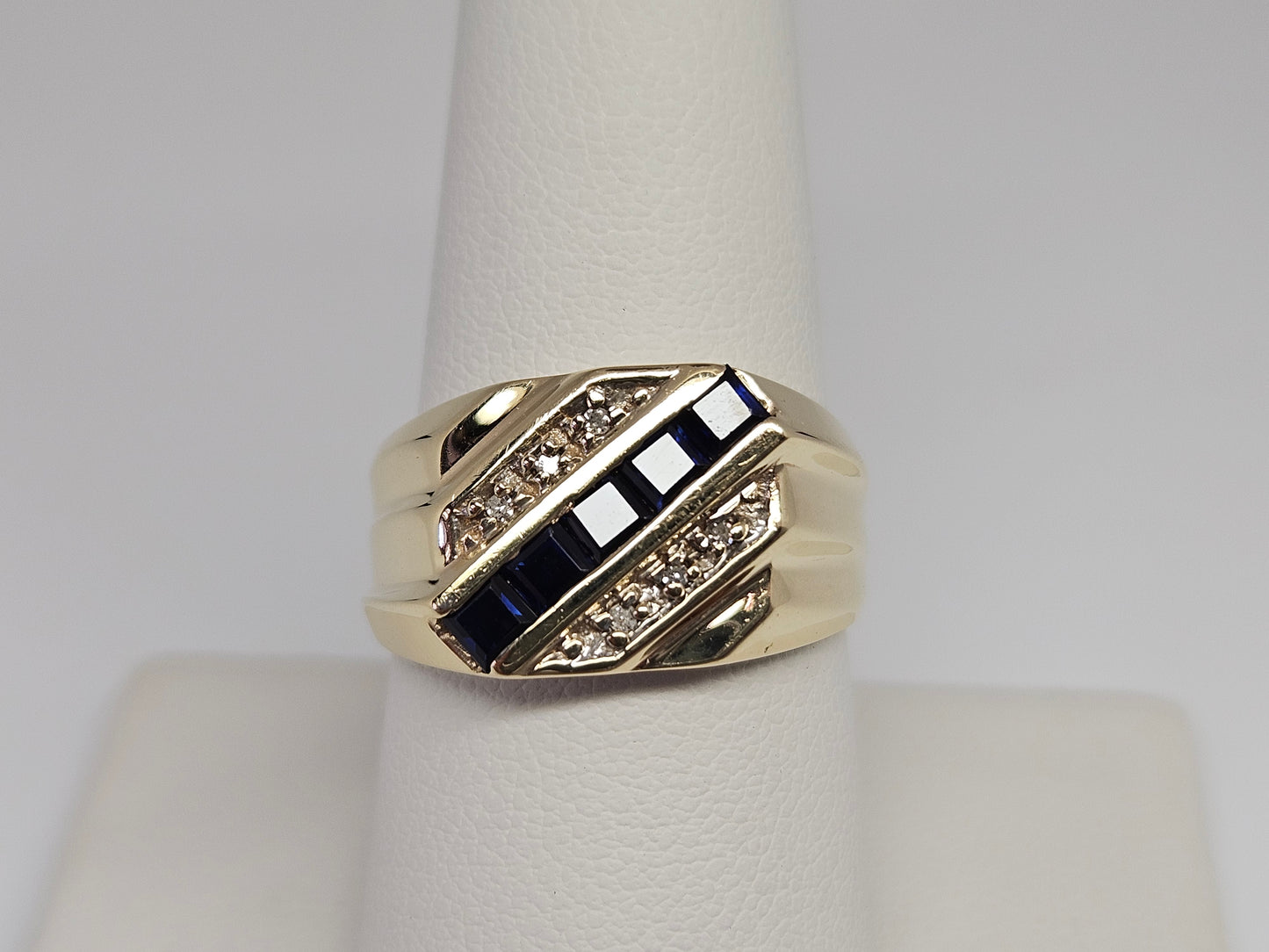 Men's Sapphire Dia Ring 5 Sap 10KTYG