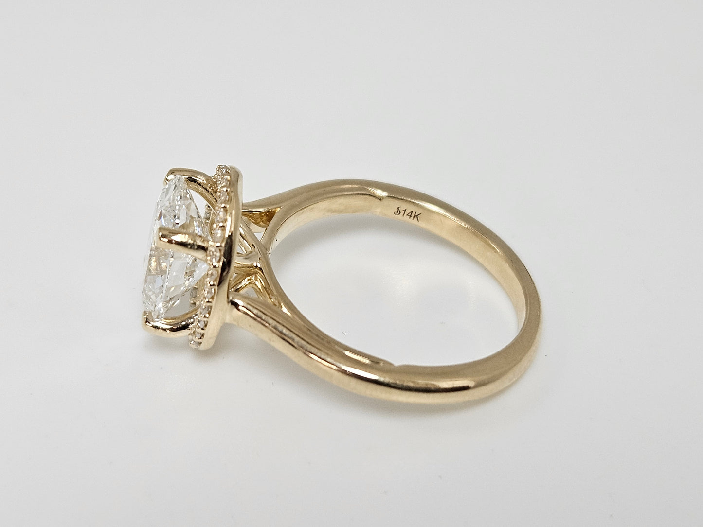 OV 2.09ct LG DIA halo RG 2.19cttw 14KYG IGI E/VVS1